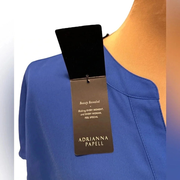 NWT Adrianna Papell Large Blouse Royal Blue Dolman Cap Sleeve V-Neck Tunic Top - Picture 5 of 10